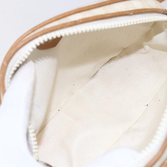 CELINE Macadam Canvas Shoulder Bag PVC Leather White Gold Auth 152580