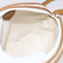 CELINE Macadam Canvas Shoulder Bag PVC Leather White Gold Auth 152580-18