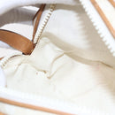 CELINE Macadam Canvas Shoulder Bag PVC Leather White Gold Auth 152580-19