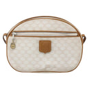 CELINE Macadam Canvas Shoulder Bag PVC Leather White Gold Auth 152580-2