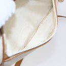 CELINE Macadam Canvas Shoulder Bag PVC Leather White Gold Auth 152580-20