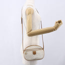 CELINE Macadam Canvas Shoulder Bag PVC Leather White Gold Auth 152580-22