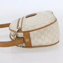 CELINE Macadam Canvas Shoulder Bag PVC Leather White Gold Auth 152580-4