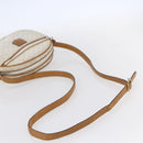 CELINE Macadam Canvas Shoulder Bag PVC Leather White Gold Auth 152580-7