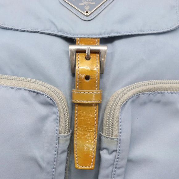 PRADA Backpack Nylon Light Blue Silver Auth 152581