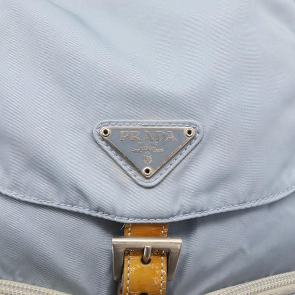 PRADA Backpack Nylon Light Blue Silver Auth 152581
