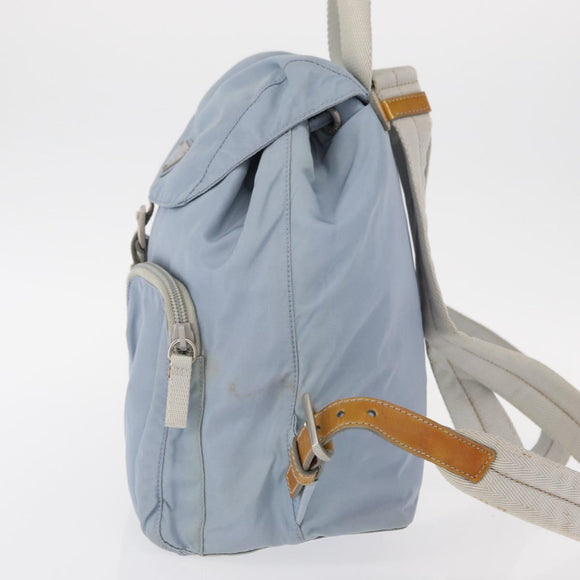 PRADA Backpack Nylon Light Blue Silver Auth 152581