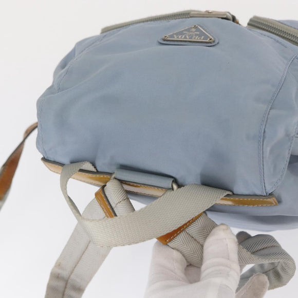 PRADA Backpack Nylon Light Blue Silver Auth 152581