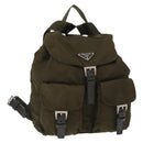 PRADA Backpack Nylon Khaki Silver Auth 152582-1
