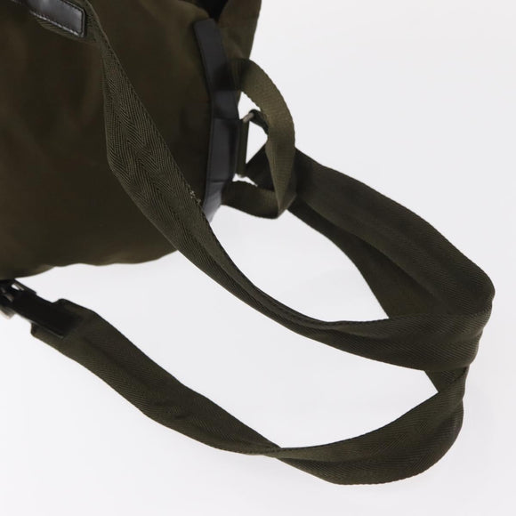 PRADA Backpack Nylon Khaki Silver Auth 152582
