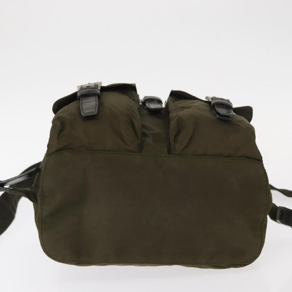 PRADA Backpack Nylon Khaki Silver Auth 152582