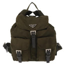 PRADA Backpack Nylon Khaki Silver Auth 152582-13