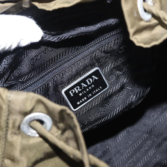 PRADA Backpack Nylon Khaki Silver Auth 152582
