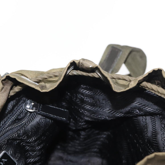 PRADA Backpack Nylon Khaki Silver Auth 152582