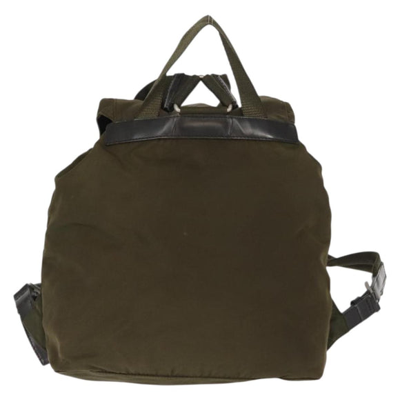 PRADA Backpack Nylon Khaki Silver Auth 152582