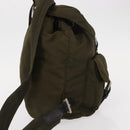 PRADA Backpack Nylon Khaki Silver Auth 152582-4