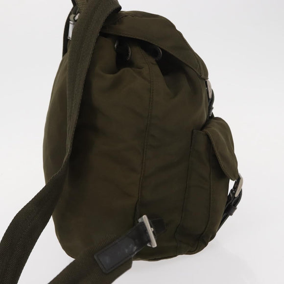 PRADA Backpack Nylon Khaki Silver Auth 152582