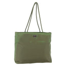 PRADA Tote Bag Nylon Khaki Silver Auth 152583-1