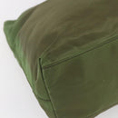 PRADA Tote Bag Nylon Khaki Silver Auth 152583-14