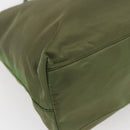 PRADA Tote Bag Nylon Khaki Silver Auth 152583-16