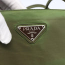 PRADA Tote Bag Nylon Khaki Silver Auth 152583-17