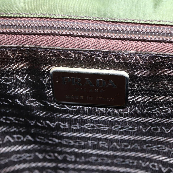 PRADA Tote Bag Nylon Khaki Silver Auth 152583