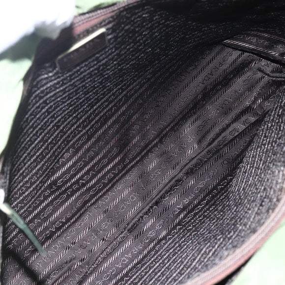 PRADA Tote Bag Nylon Khaki Silver Auth 152583