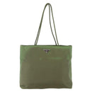 PRADA Tote Bag Nylon Khaki Silver Auth 152583-13