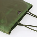 PRADA Tote Bag Nylon Khaki Silver Auth 152583-6