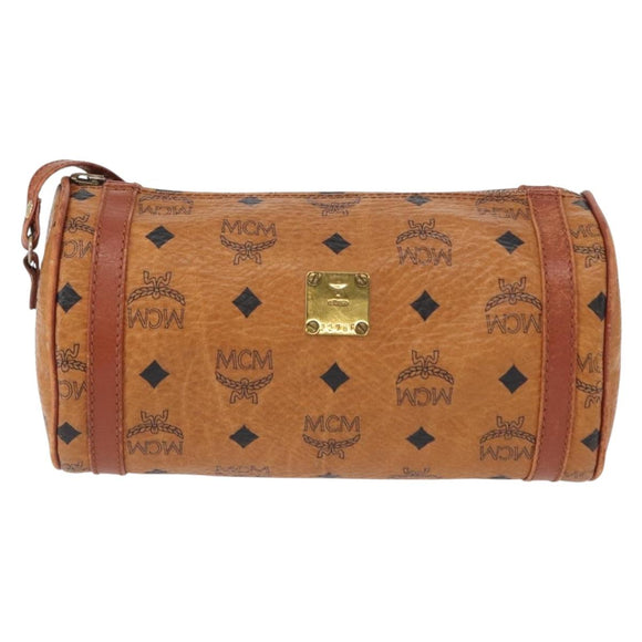 MCM Logogram Vicetos Shoulder Bag PVC Leather Brown Gold Auth 152584