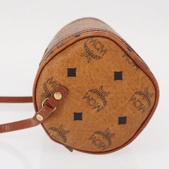 MCM Logogram Vicetos Shoulder Bag PVC Leather Brown Gold Auth 152584