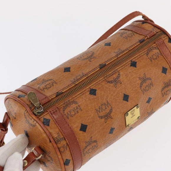 MCM Logogram Vicetos Shoulder Bag PVC Leather Brown Gold Auth 152584