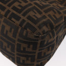 FENDI Zucca Canvas Mamma Baguette Shoulder Bag Black Brown Silver Auth 152586-8