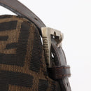 FENDI Zucca Canvas Mamma Baguette Shoulder Bag Black Brown Silver Auth 152586-9