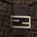FENDI Zucca Canvas Mamma Baguette Shoulder Bag Black Brown Silver Auth 152586-18