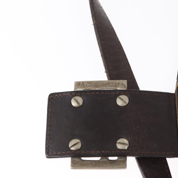 FENDI Zucca Canvas Mamma Baguette Shoulder Bag Black Brown Silver Auth 152586