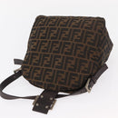 FENDI Zucca Canvas Mamma Baguette Shoulder Bag Black Brown Silver Auth 152586-19