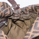 FENDI Zucca Canvas Mamma Baguette Shoulder Bag Black Brown Silver Auth 152586-21
