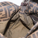 FENDI Zucca Canvas Mamma Baguette Shoulder Bag Black Brown Silver Auth 152586-22