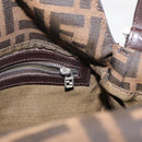 FENDI Zucca Canvas Mamma Baguette Shoulder Bag Black Brown Silver Auth 152586-23
