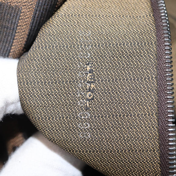 FENDI Zucca Canvas Mamma Baguette Shoulder Bag Black Brown Silver Auth 152586