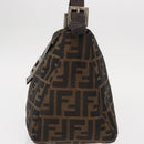 FENDI Zucca Canvas Mamma Baguette Shoulder Bag Black Brown Silver Auth 152586-3