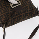 FENDI Zucca Canvas Mamma Baguette Shoulder Bag Black Brown Silver Auth 152586-6