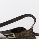 FENDI Zucca Canvas Mamma Baguette Shoulder Bag Black Brown Silver Auth 152586-14