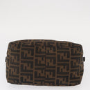 FENDI Zucca Canvas Mamma Baguette Shoulder Bag Black Brown Silver Auth 152586-5