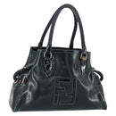 FENDI Etnico Tote Bag Enamel Black Silver Auth 152587-1