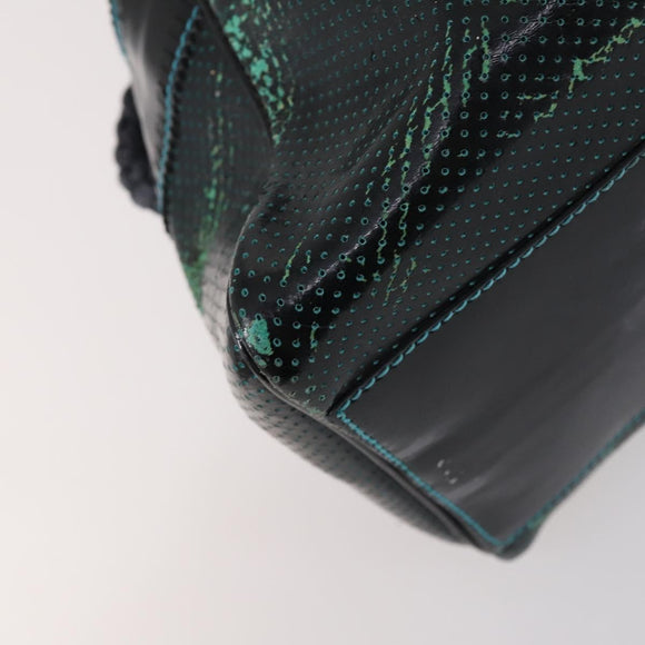 FENDI Etnico Tote Bag Enamel Black Silver Auth 152587