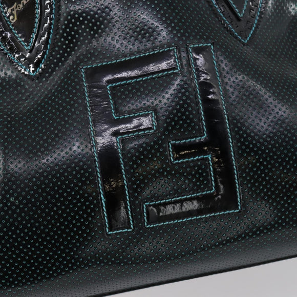 FENDI Etnico Tote Bag Enamel Black Silver Auth 152587