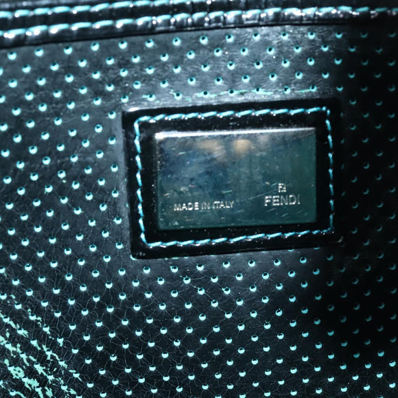 FENDI Etnico Tote Bag Enamel Black Silver Auth 152587