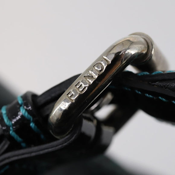 FENDI Etnico Tote Bag Enamel Black Silver Auth 152587